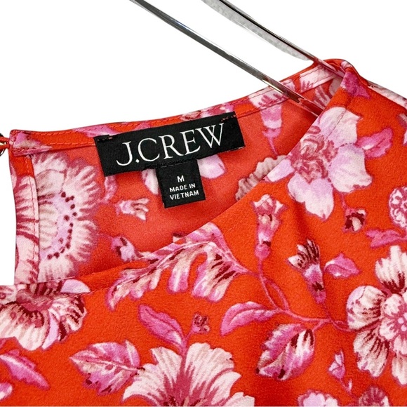 J. Crew Winter Garden Red Floral Poppy Ruffle Flare Women’s Blouse Sz M - Picture 4 of 10